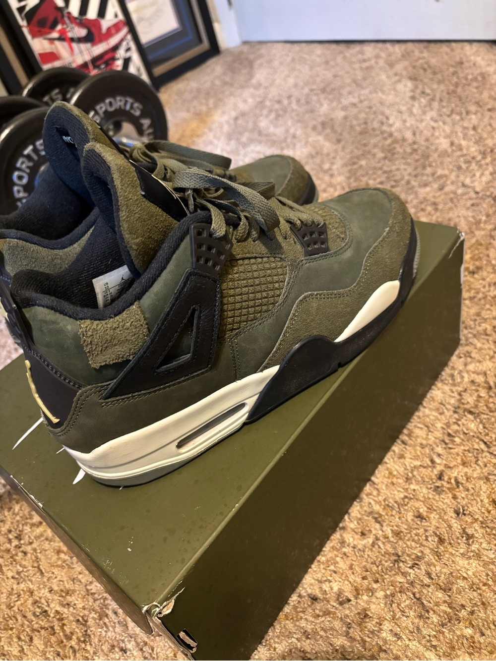 Jordan Olive Green and Black Suede Sneakers - Picture 6 of 6